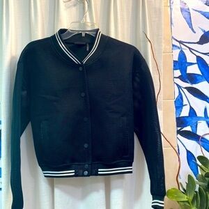 Women’s Hommage from Los Angeles Black Mesh Varsity Bomber Jacket Size Small